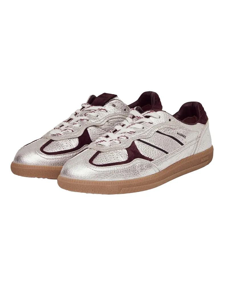 Alohas Women's Low-Top Sneakers Tb.490 Silver-Burgundy Grain Shimmer Upper Silver/burgundy Silver