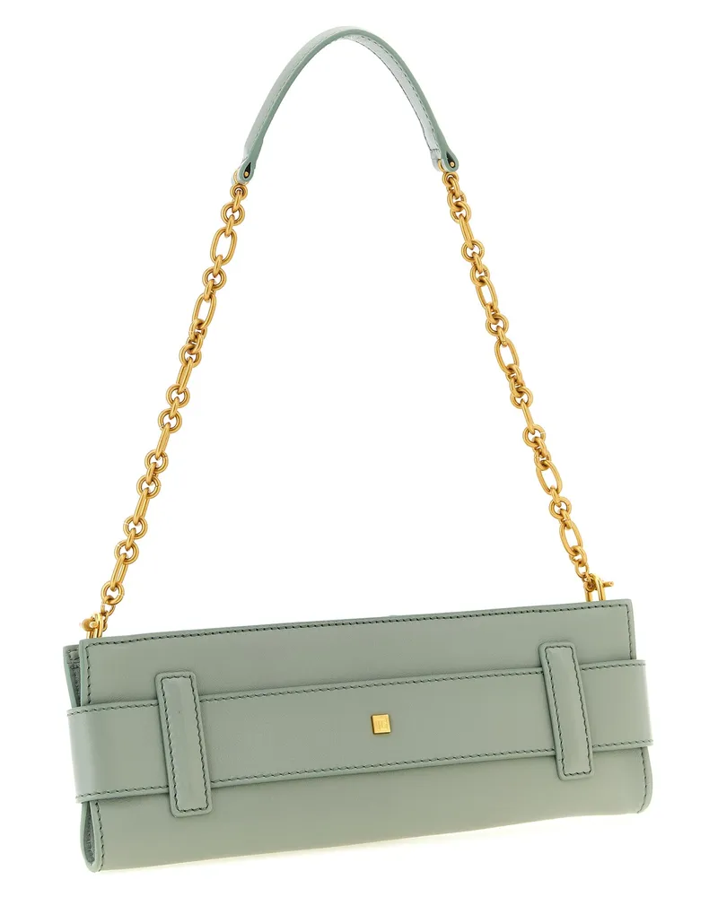 Balmain Women's Bicolor Calfskin Clutch Bag Green