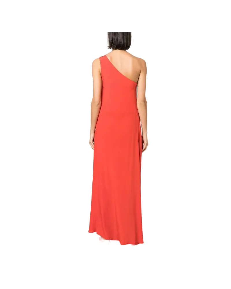 Kiton Women's One-Shoulder Silk Maxi Dress Ss23 W Red