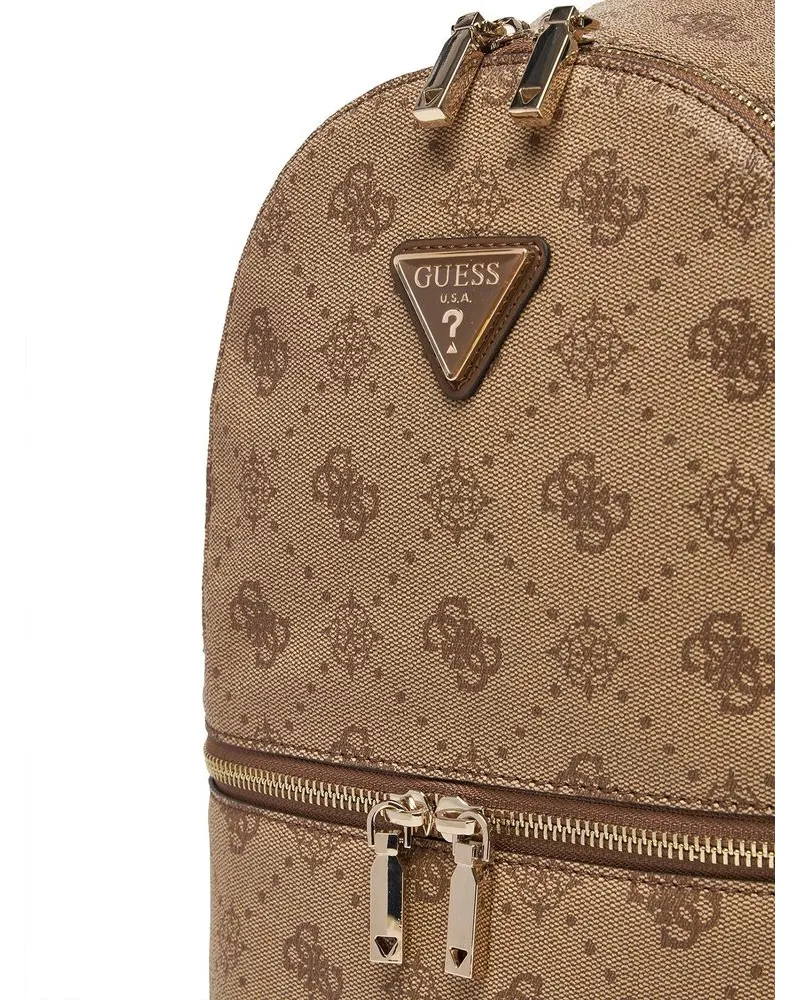 Guess Women's Backpack Latte Logo Polyurethane Bags - Backpacks Beige