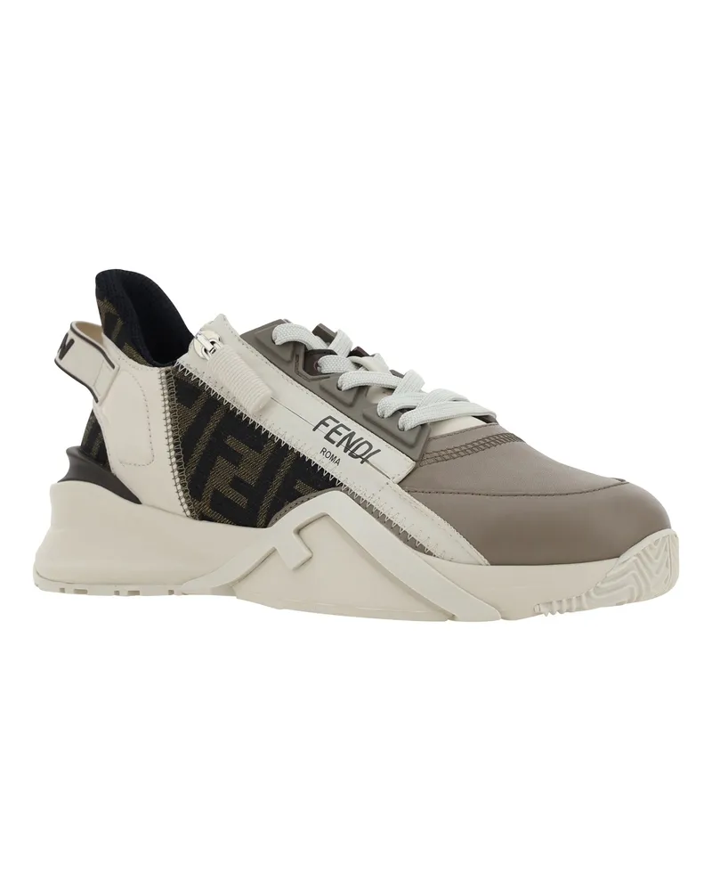 Fendi Women's Flow Running Sneakers Corda+tab.nero+b.ice Beige