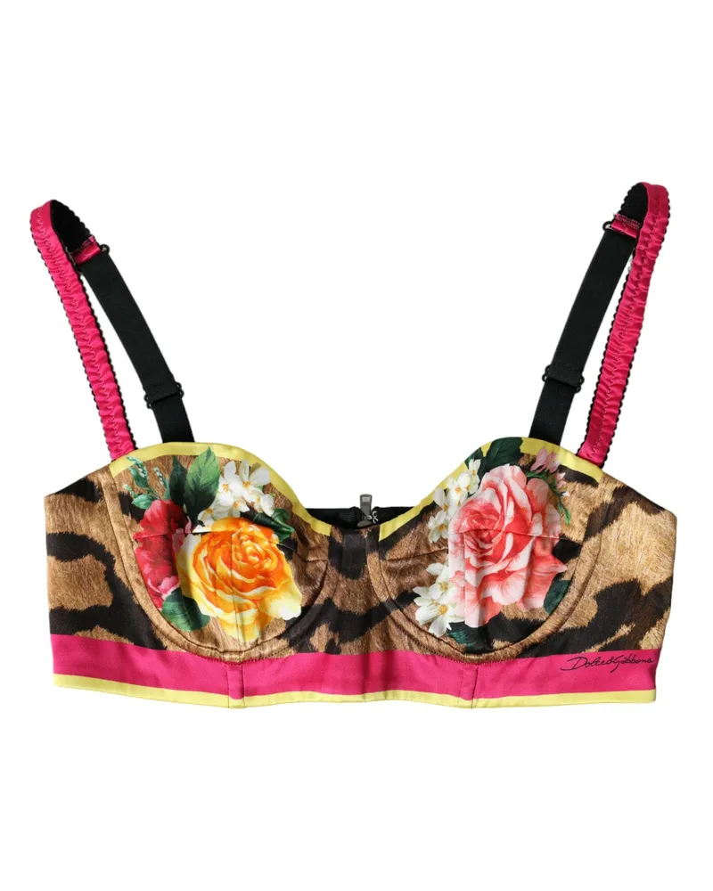Dolce & Gabbana Women Multicolor Floral Sleeveless Bustier Crop Top Silk Polyester Nylon Elastane Multicolor