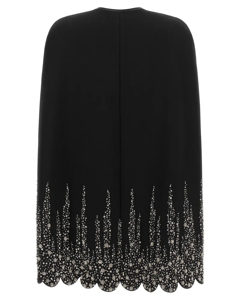 Valentino Garavani Crystal-Embroidered Cape — Black Black