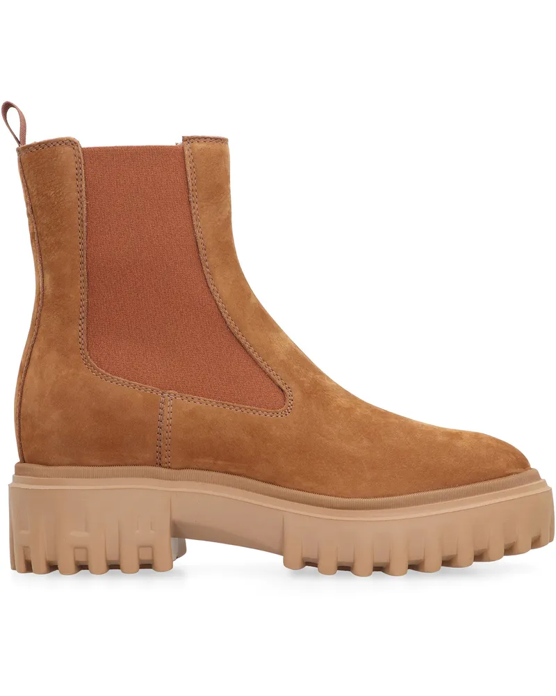 Hogan Women's Chelsea Boots H700 Nubuck Brown Leather Brown