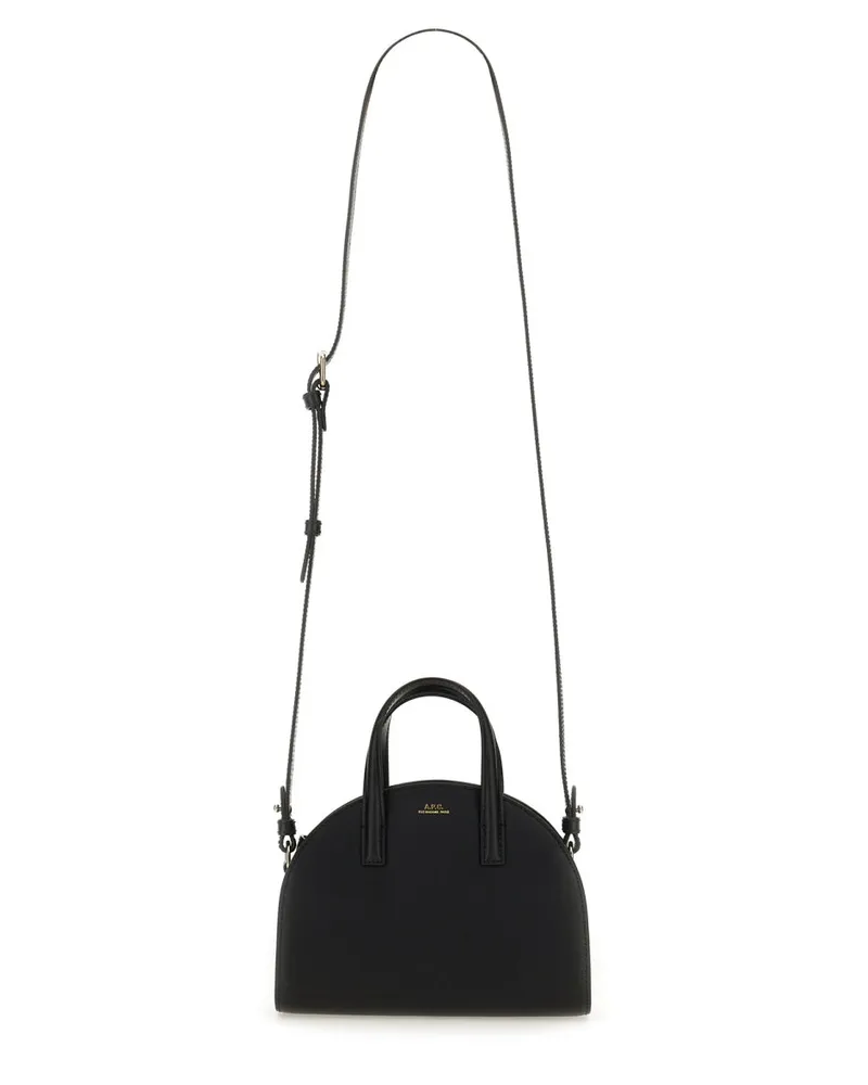 A.P.C. Women's Demi-Lune Tote Bag Small Black Goat Leather Shoulder Black