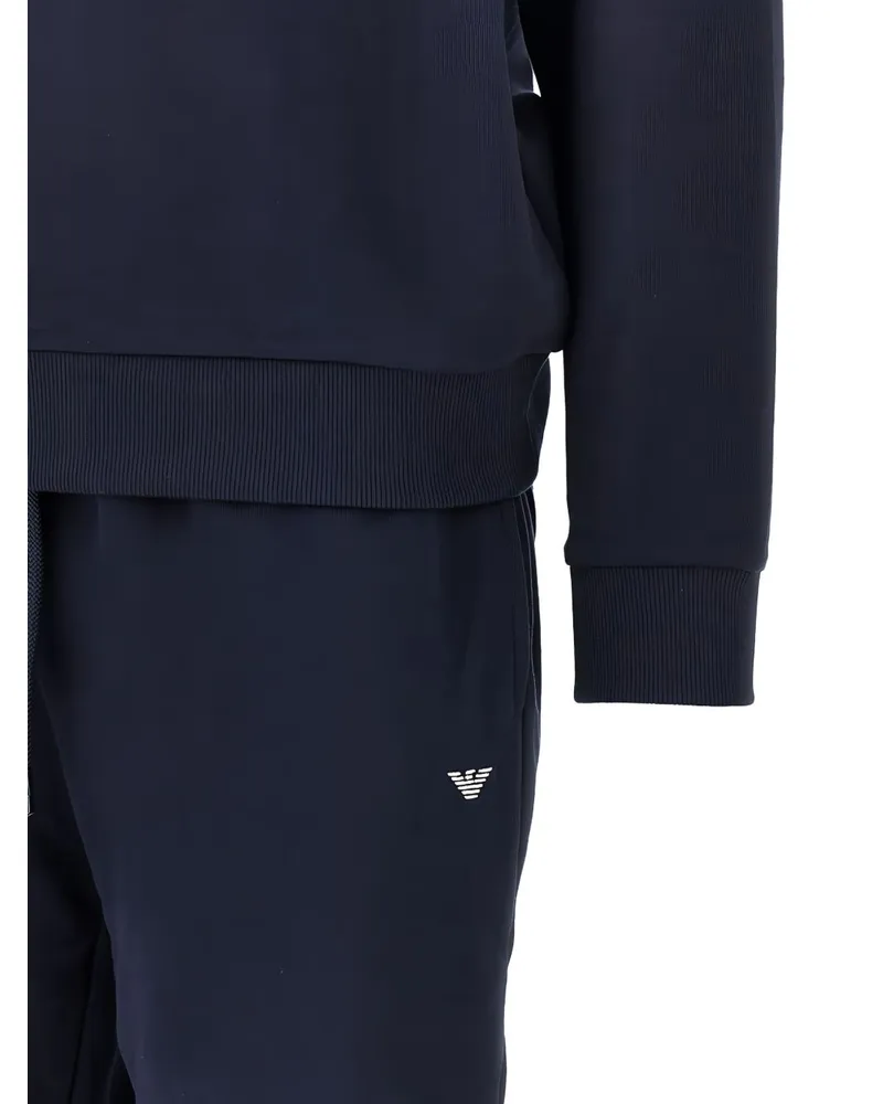 Emporio Armani Logo-Embroidered Fleece Sweatshirt — Navy Navy