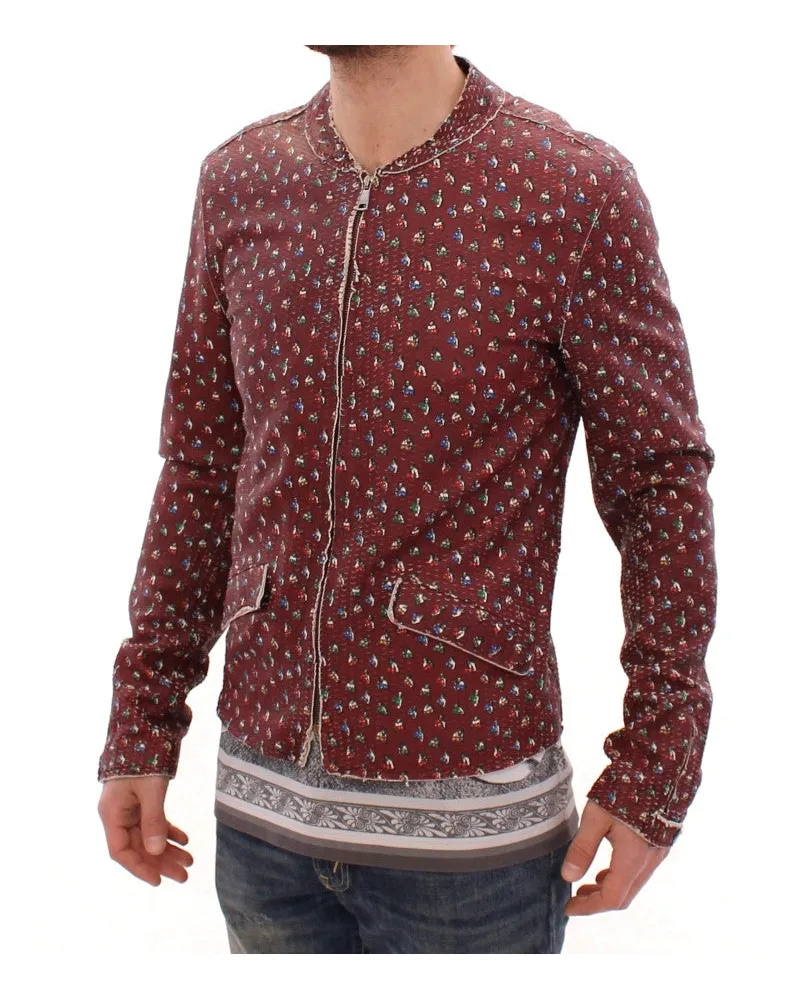 Dolce & Gabbana Boxer Print Lambskin Leather Jacket — Bordeaux Bordeaux