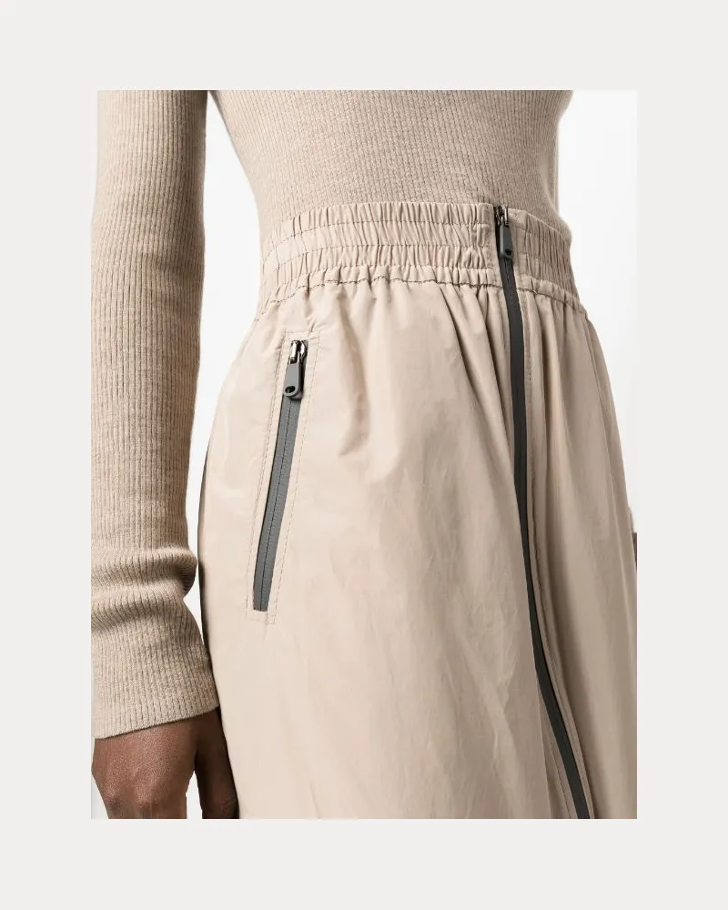 Brunello Cucinelli Women's Two-Way Zip-Up Maxi Skirt Aw23 W Beige