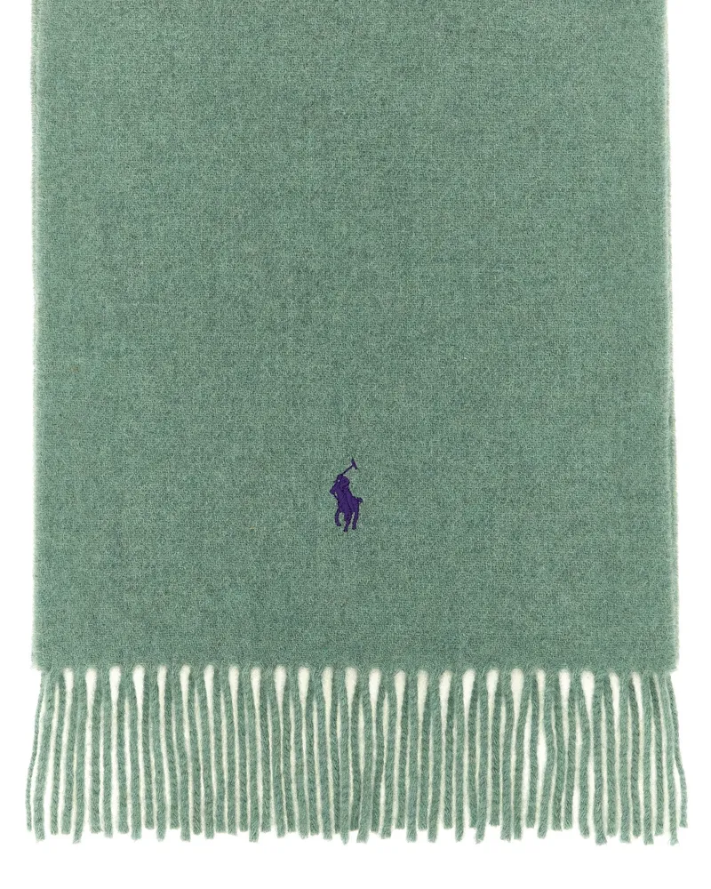 Ralph Lauren Wool with Embroidered Logo Scarf — Sage Green Sage