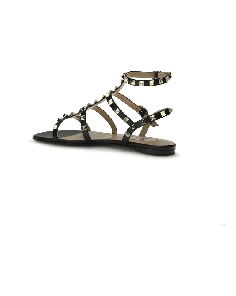Valentino Garavani Women's Sandals Rockstud Black Calf Leather Black