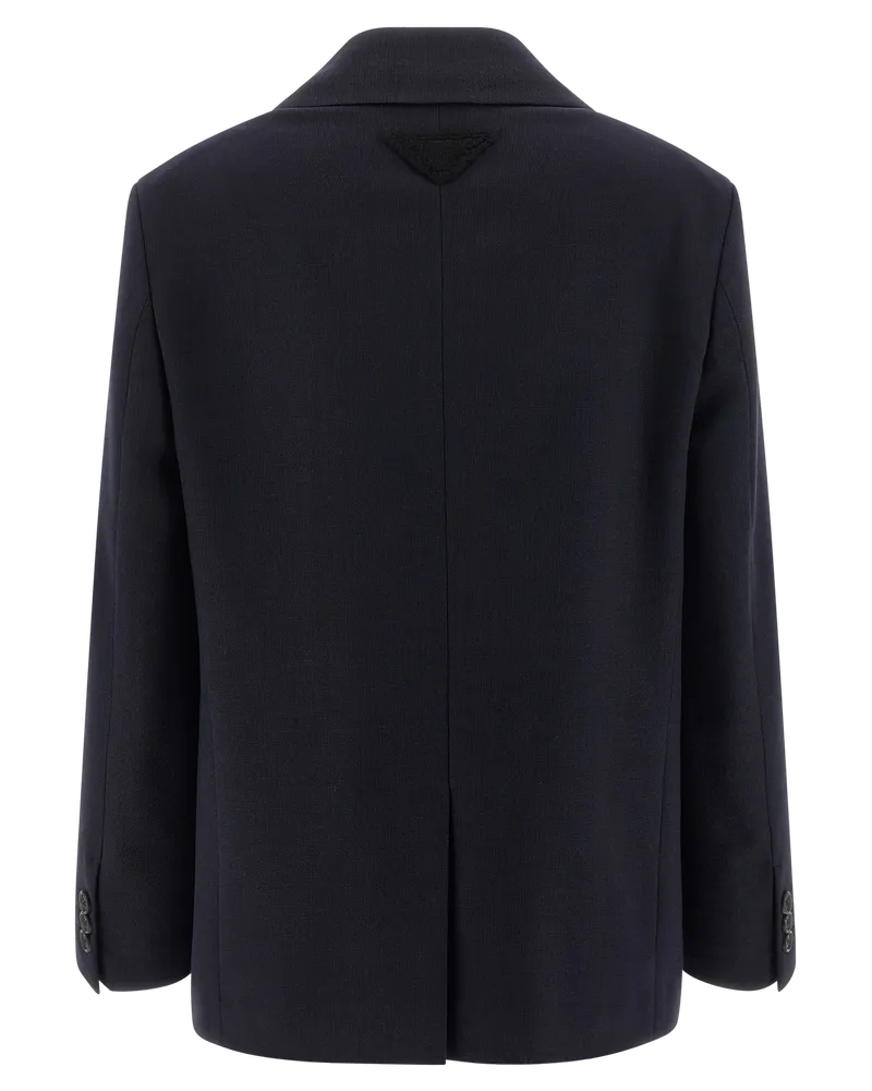 Prada Women Blue Virgin Wool Blazer Clothing Navy