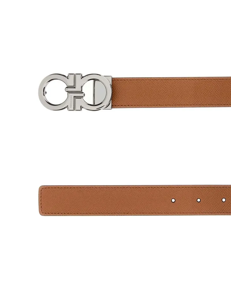 Ferragamo Men's Adjus Belt Brown Calfskin Finitura Rutenio Brown