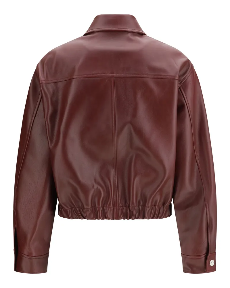 Versace Women's Leather Jacket Dark Burgundy Calf Bos Taurus Burgundy