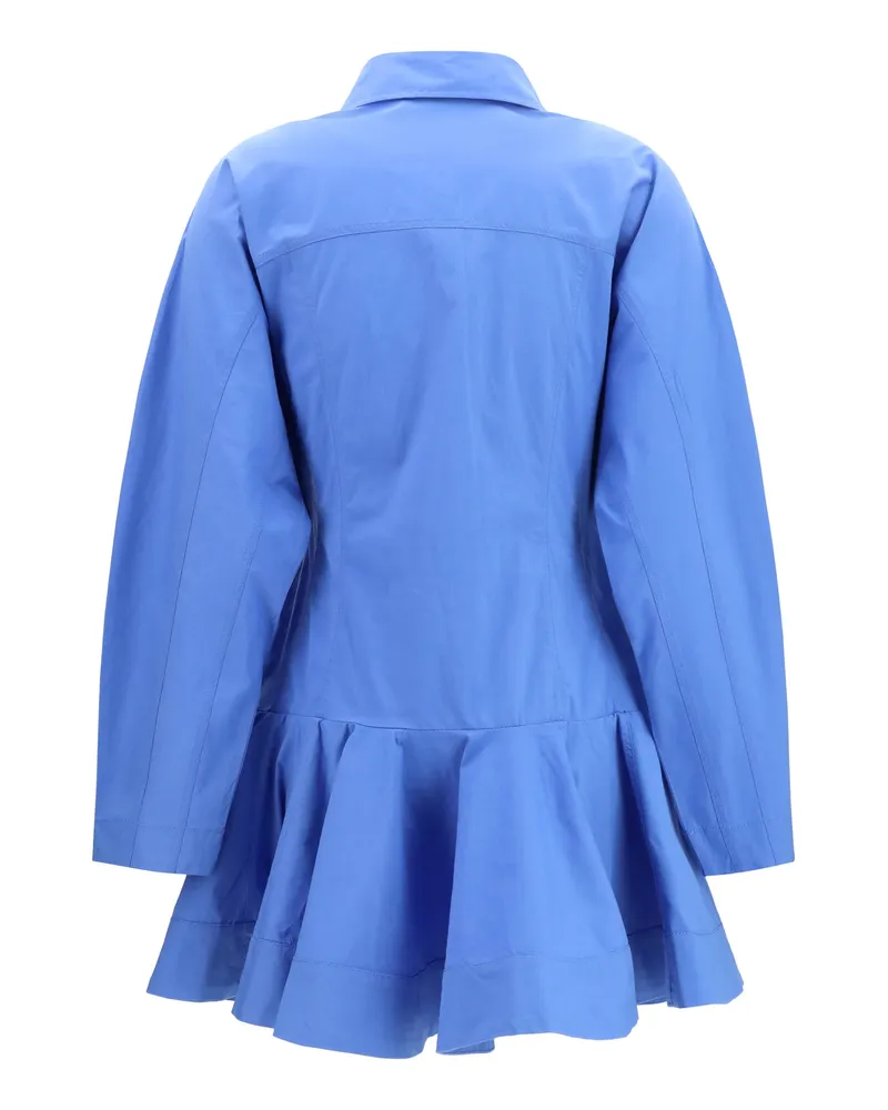 Ganni Women's Cotton Shirt Dress With Balloon Skirt Marina Cotton; Elastane Blue