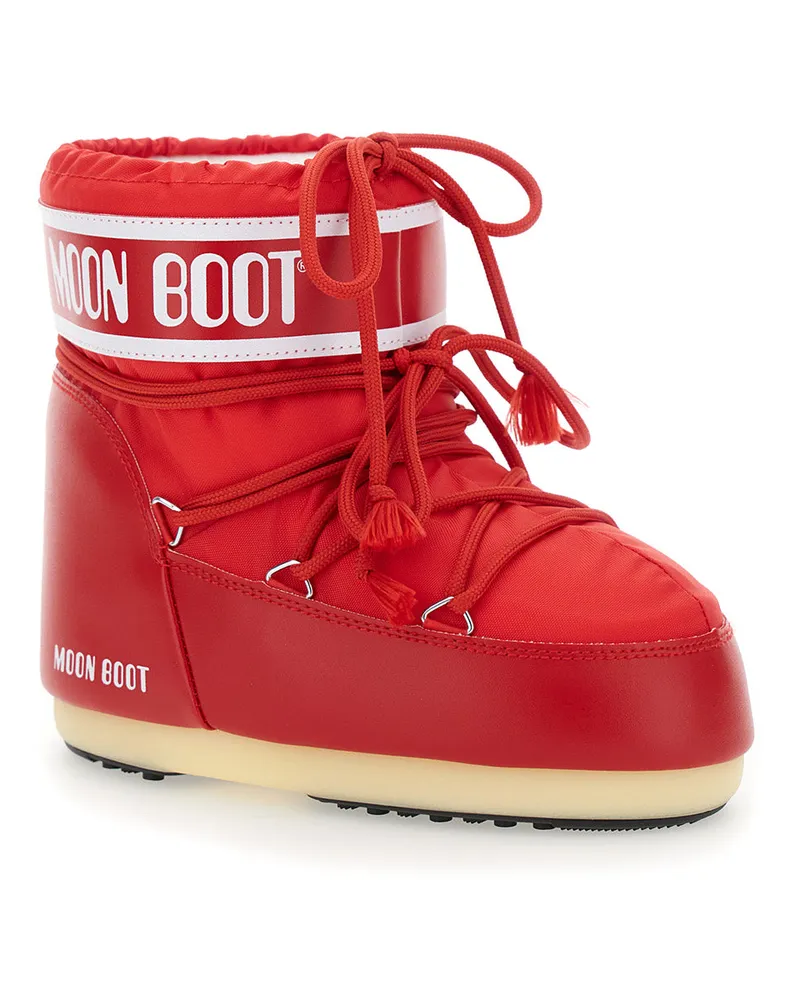 Moon Boot Women's Snow Boots With Logo Print Red Technical Fabric Red