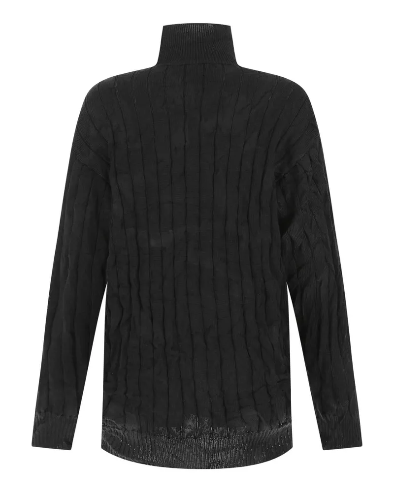 Balenciaga Women's Black Silk Blend Oversize Sweater 0100 Exterior: Lycra Maglieria Black