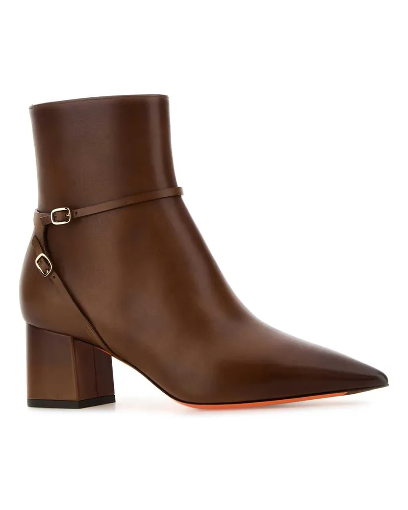 Santoni Women's Brown Leather Blondie Ankle Boots Marrone Stivali Brown