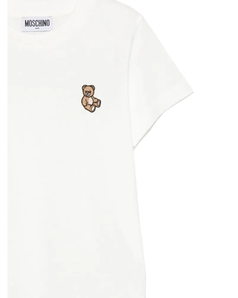 Moschino Logo-Embroidered Cotton T-Shirt — White White