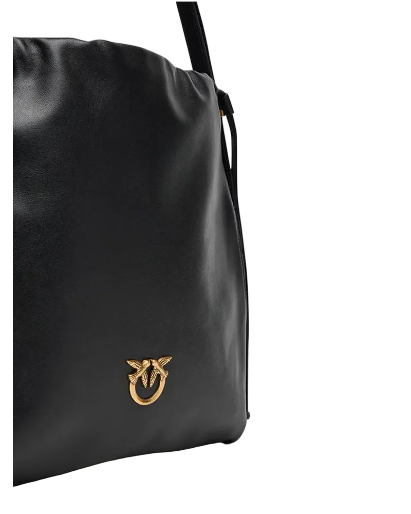 Pinko Natural Leather Shoulder Bag — Black Black