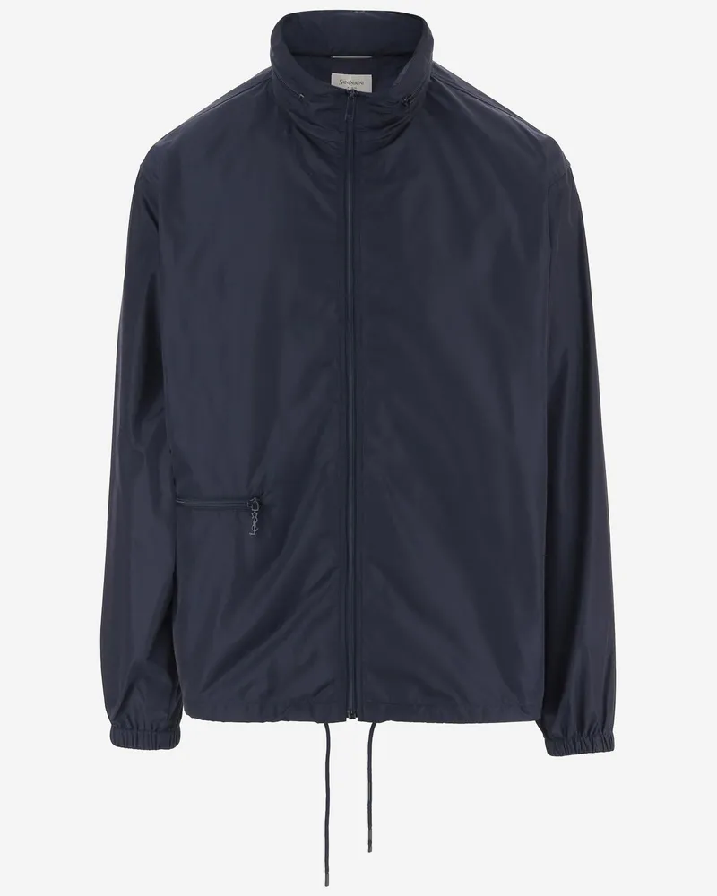 Saint Laurent Men's Nylon Jacket With High Collar Navy Polyamide Navy