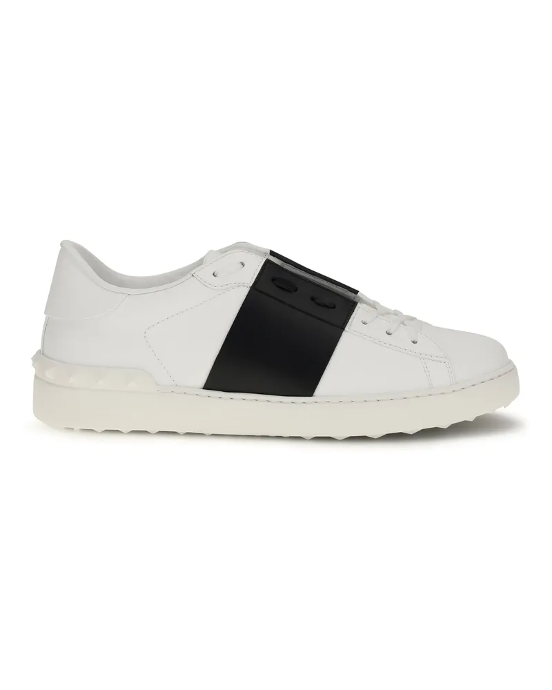 Valentino Garavani Men's Sneakers Open Calf Leather White-Black White-Black-White Trainers White/black/white 