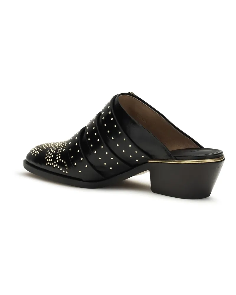 Chloé Women's Leather Mules Susan Black Calf Sandal Black