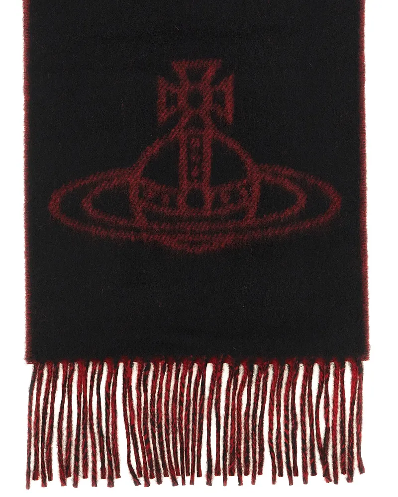 Vivienne Westwood Orb Logo Wool Scarf — Black Black