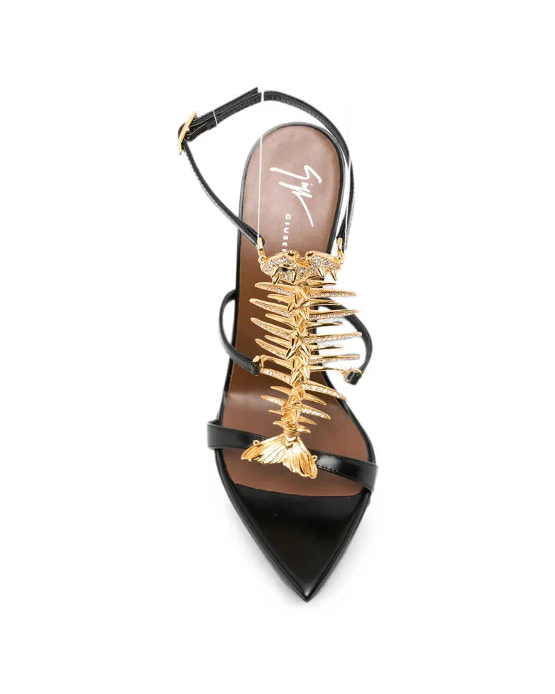Giuseppe Zanotti Black Crystal Fishbone Heel — Black Black