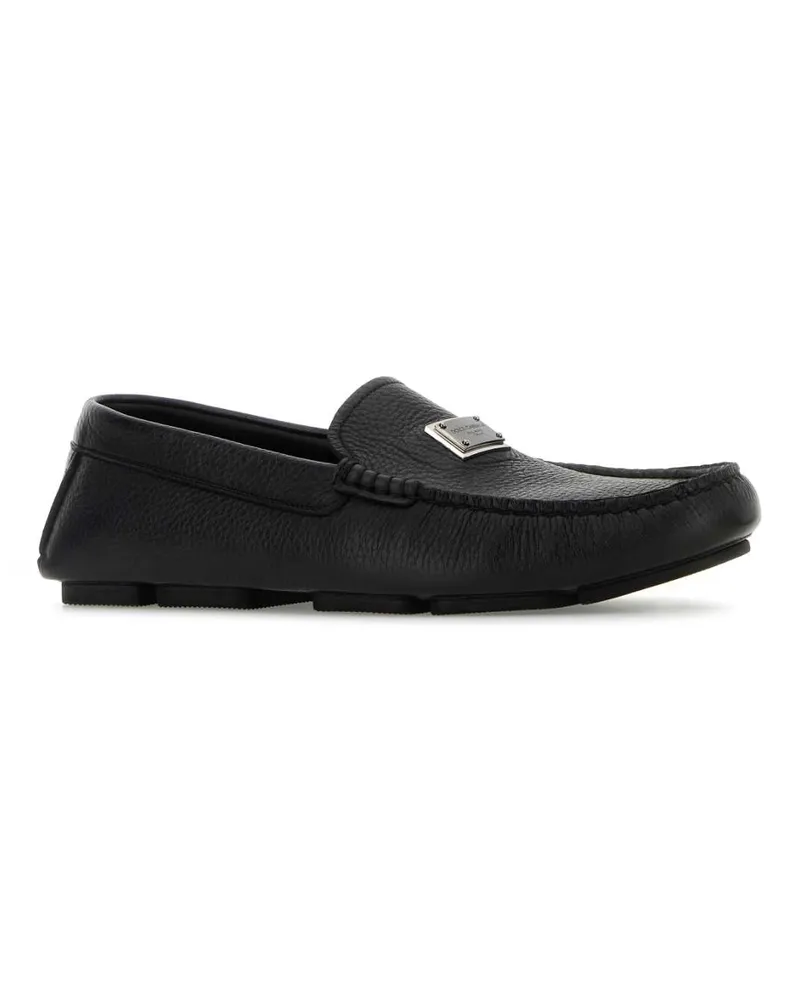 Dolce & Gabbana Men's Leather Moccasin Black Deer Black