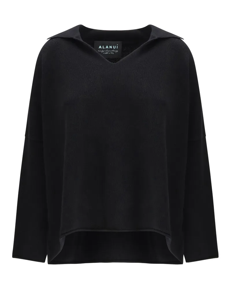 Alanui Polo-Collar Cashmere Sweater — Black Black