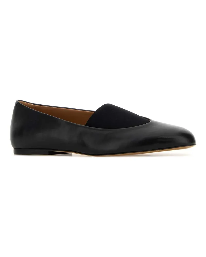 Jil Sander Women's Leather Slip-On Flat Black Bovina Black