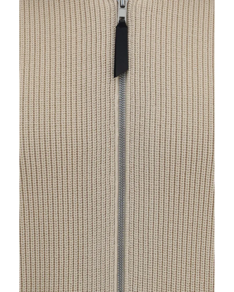 Maison Margiela Men Sweater Cotton Zip-Up Ecru Wool (ovis Aries Beige