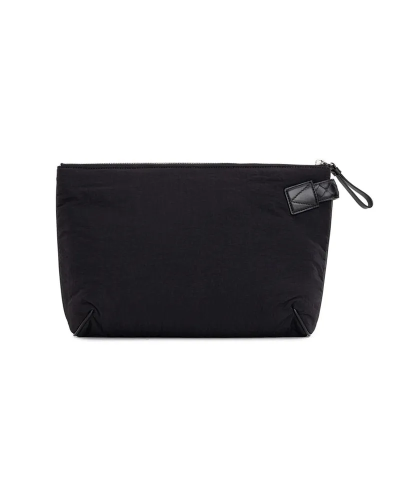 Bottega Veneta Men's Nylon Padded Clutch Black Leather Black