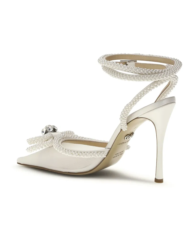 Mach & Mach Women's Pumps Double Bow Satin White Upper: Silk High Heel Shoes White