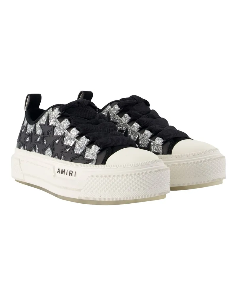 Amiri Glitter Stars Court Low Sneakers — Gray Gray