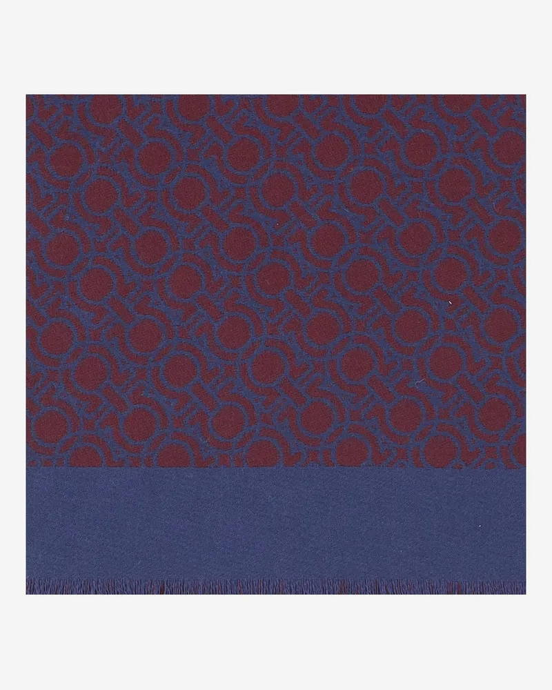 Ferragamo Men's Scarf Bordeaux-Blue Wool Bordeaux/blue Scarfs Bordeaux