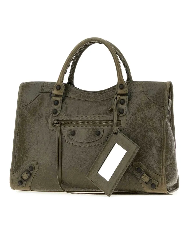 Balenciaga Lambskin Leather Top Handle Bag — Green Green