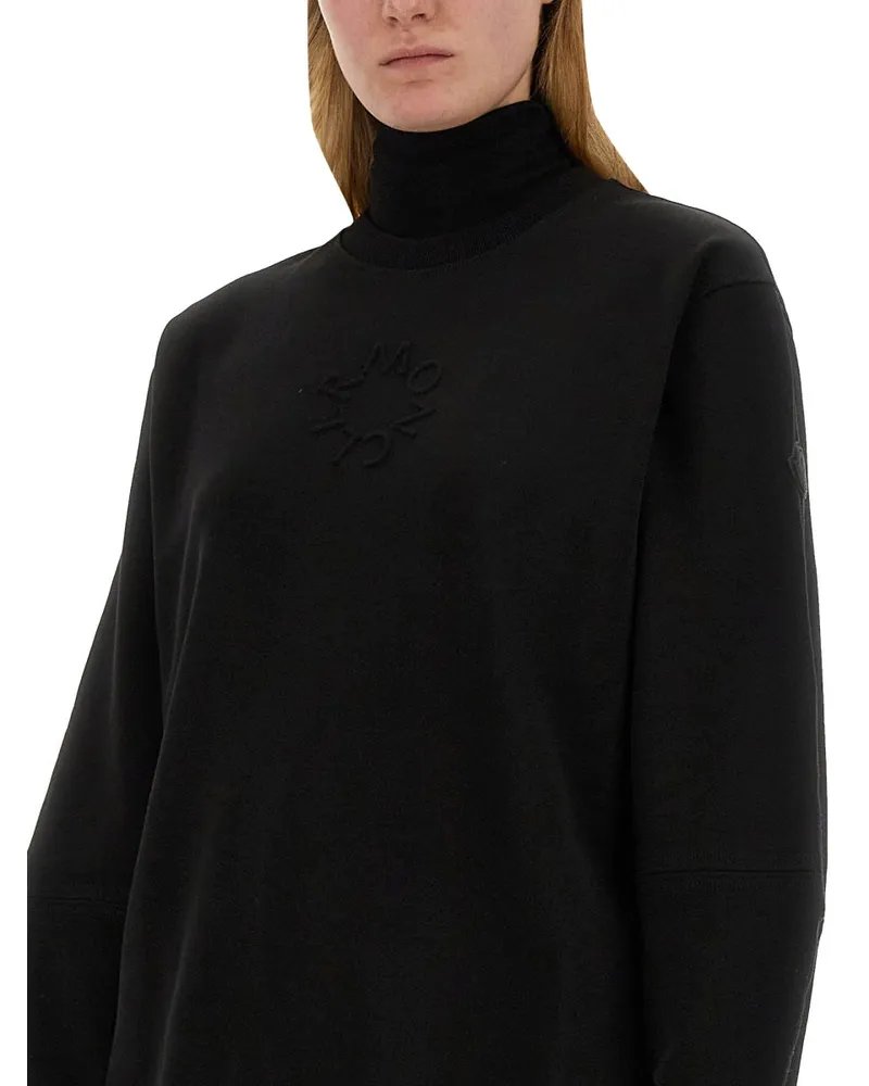 Moncler Logo-Embroidered Cotton Sweatshirt — Black Black