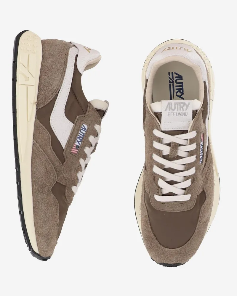 AUTRY Men's Low Sneakers Reelwind Brown Leather Trainers Brown