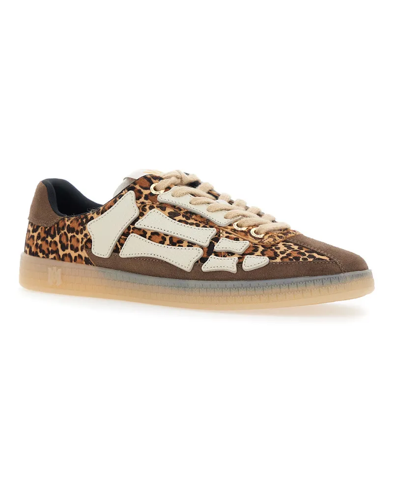 Amiri Men's Sneakers Pacific Bones Brown Suede Cow Leather Trainers Brown