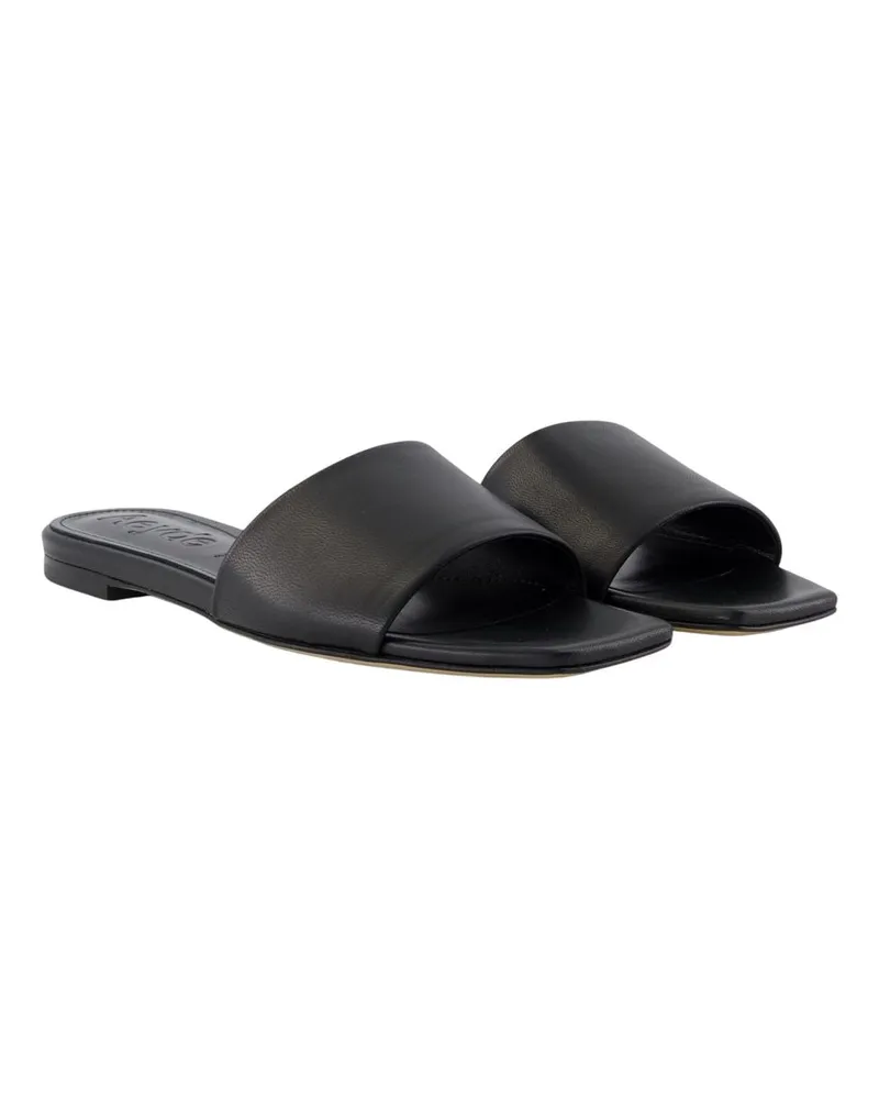 aeyde Women's Anna Slides -  Leather Black Calfskin Shoes Flat-Shoes Black