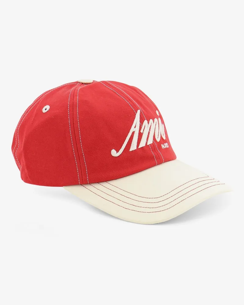 AMI Paris Men's Cotton Hat, Red Red