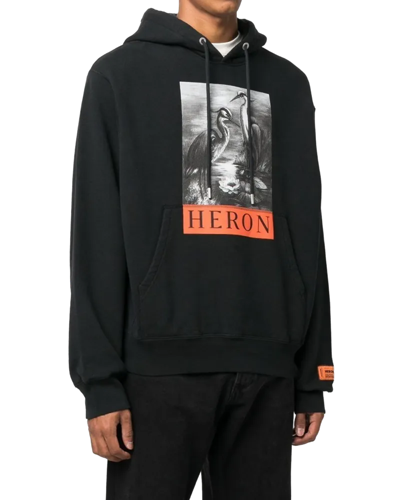 Heron Preston Logo-Print Hoodie — Black Black