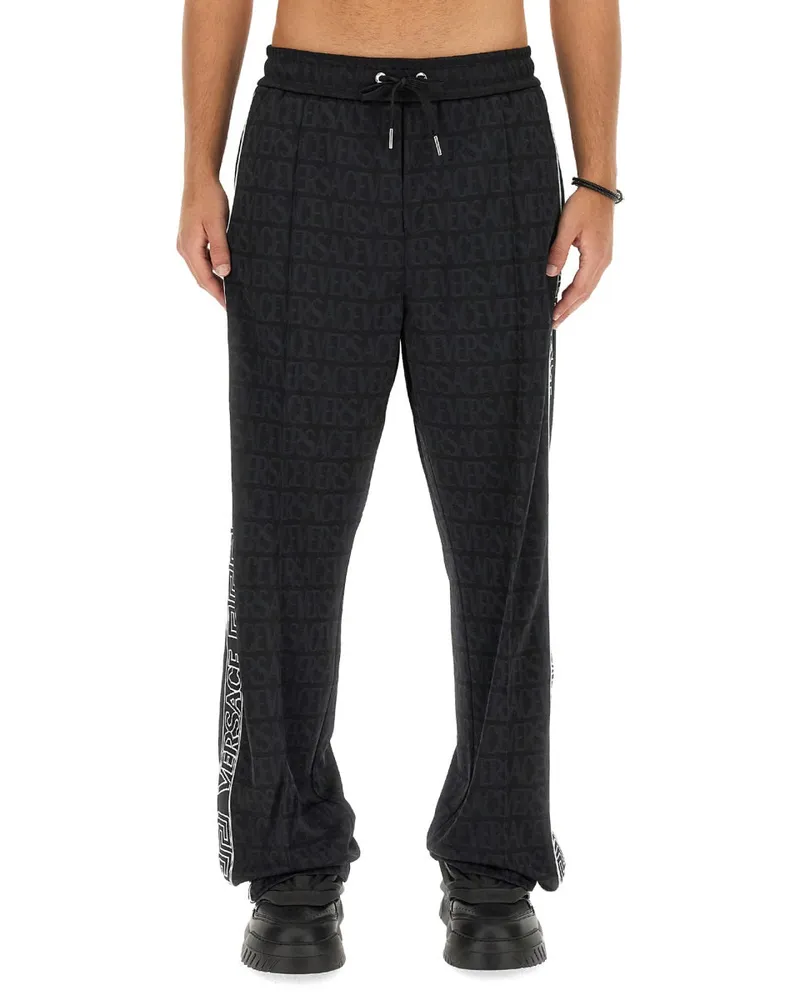 Versace Polyester Track Joggers — Black Black