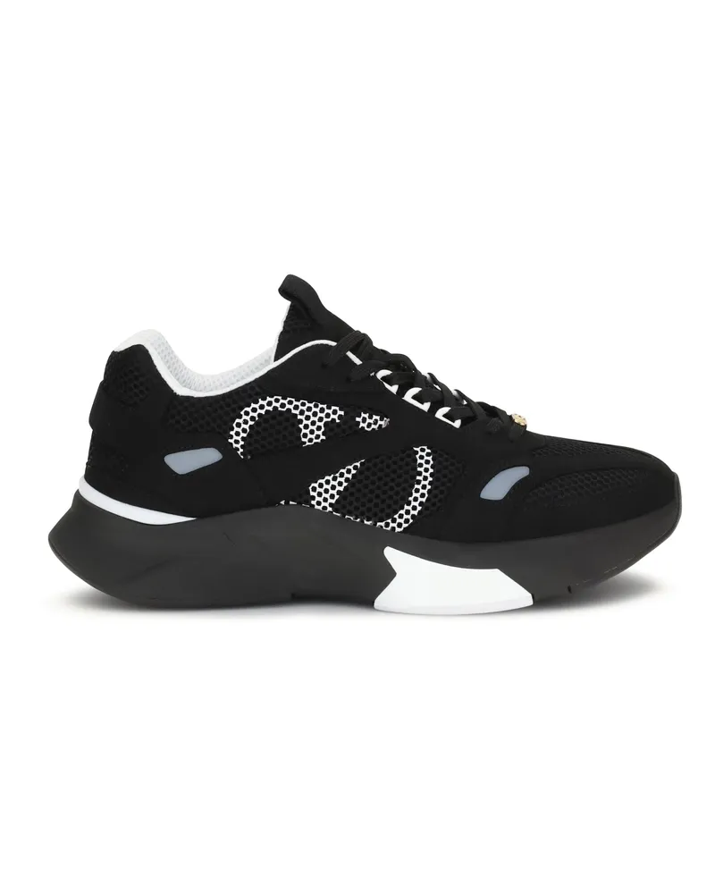 Valentino Garavani Men's Sneakers Demivee Mesh And Suede Black-Black-Grey C-White-Black-White-Black Upper: Fabric Trainers Black/black/grey C/white/black-white-black Black