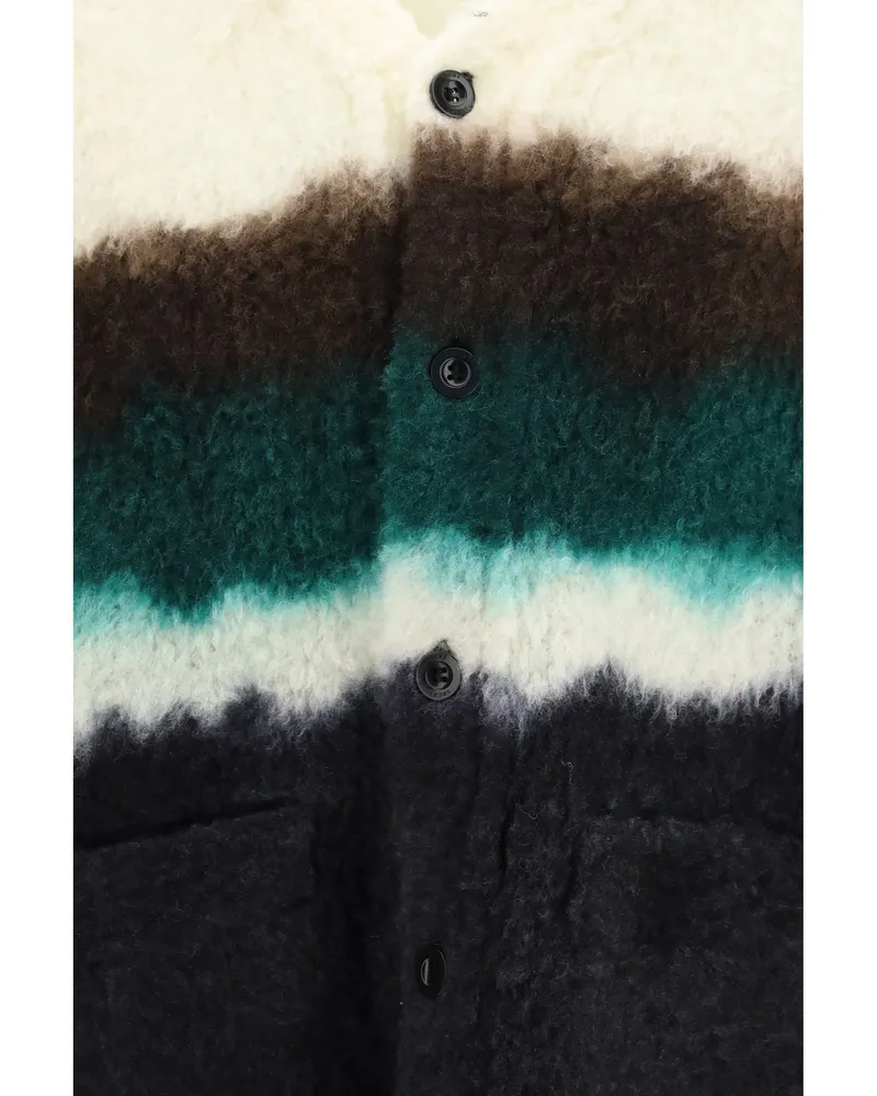 Sacai Men's Cardigan Chusen-Dyed Black-Multicolour Wool (ovis Aries) Black/multicolour Sweater Black