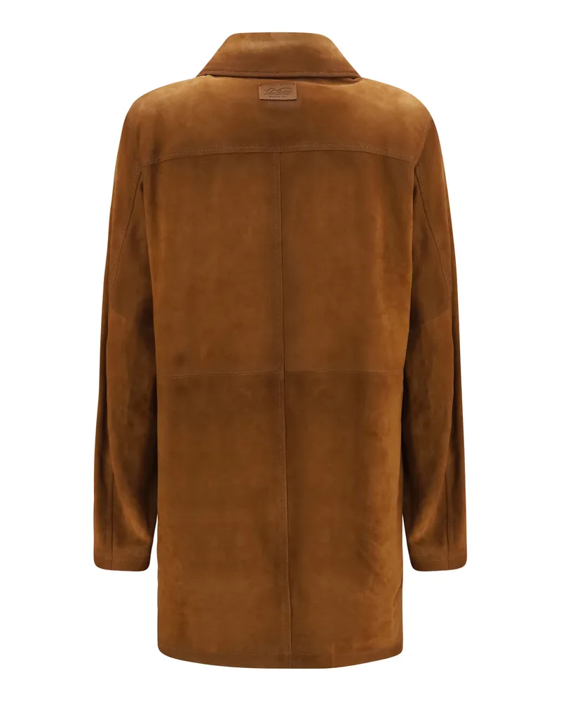 Valstar Women's Suede Long Jacket Tabacco Calf Leather Bos Taurus Brown