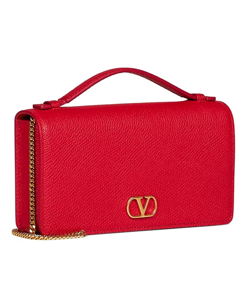 Valentino Garavani Women's Wallet On Chain Vlogo Signature Red Calf Leather Handbags Hand Bags Red