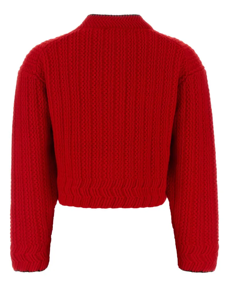 Chloé Embroidered Wool-Cashmere Cardigan — Red Red