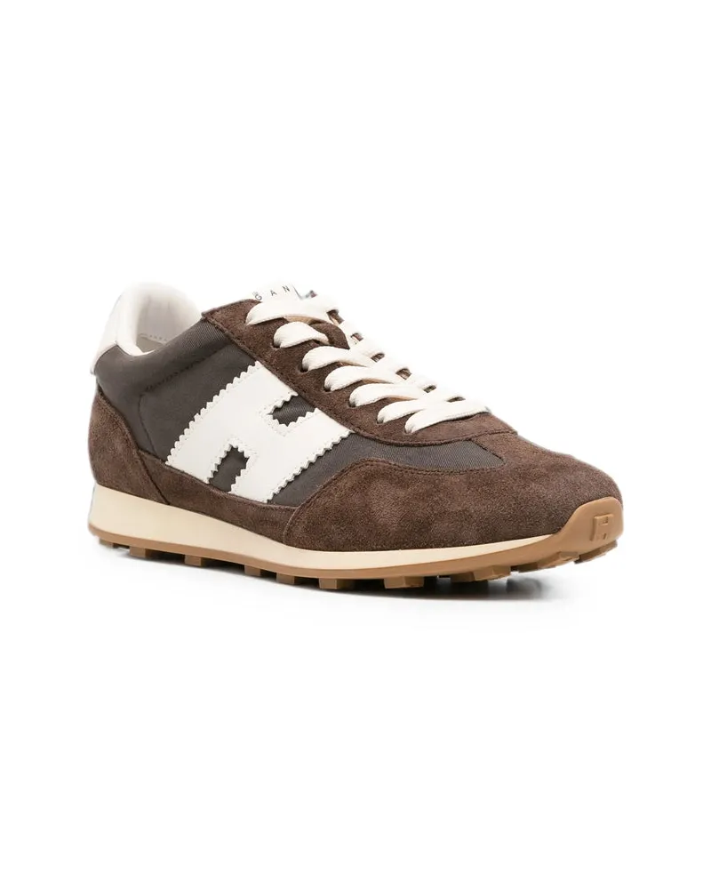 Hogan Suede Panel Sneakers — Brown Brown